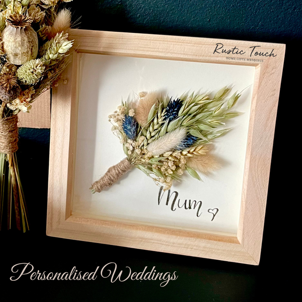 Personalised framed buttonhole – Rustic Touch