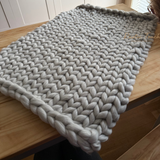 Chunky Knit Basket Blanket - Pearl