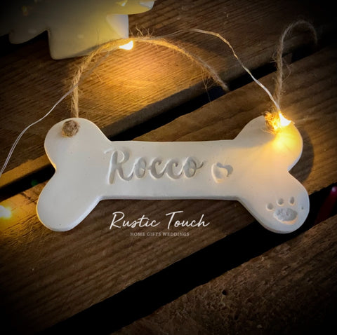 Personalised dog bone clay tag