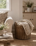 Chunky Knit Basket Blanket - Pearl