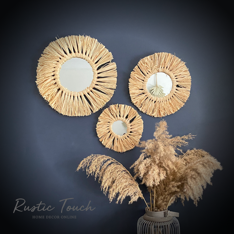 Raffia Mirrors