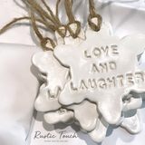 Personalised Christmas clay tags.